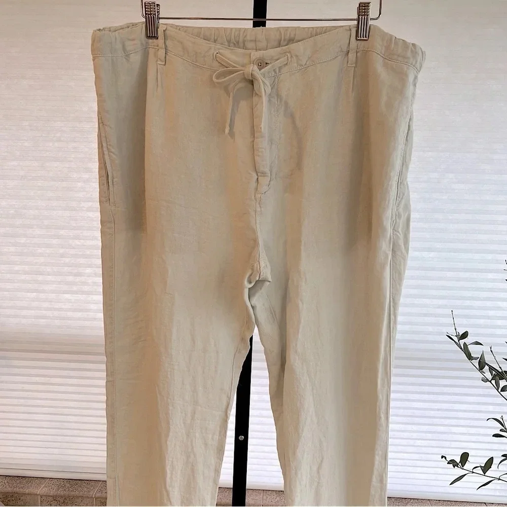 Hartford Men’s Tanker Linen Woven Pants Sand 40 NWT Beach Resort Coastal Summer
